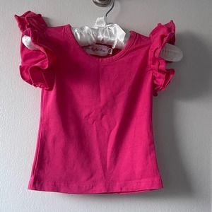 The Ruffled Rose | Girls Hot Pink Ruffle Sleeve T-Shirt | size 12 months